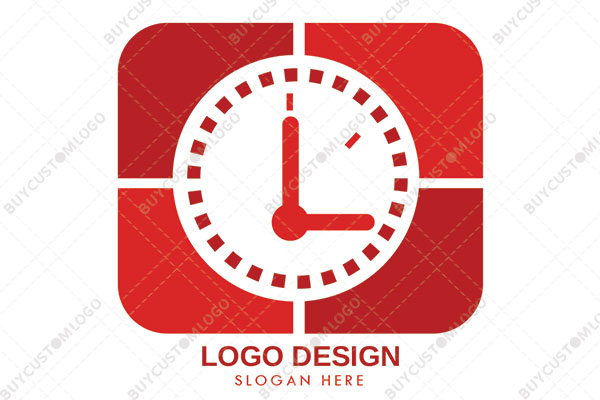 abstract clock in a deformed squircle logo