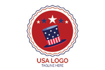 uncle sam hat and stars in a round seal 