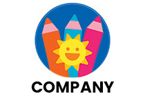 colour pencil and happy sun logo