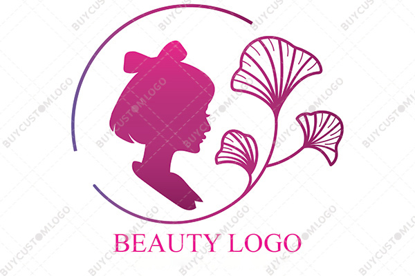 the young geisha with flowers logo