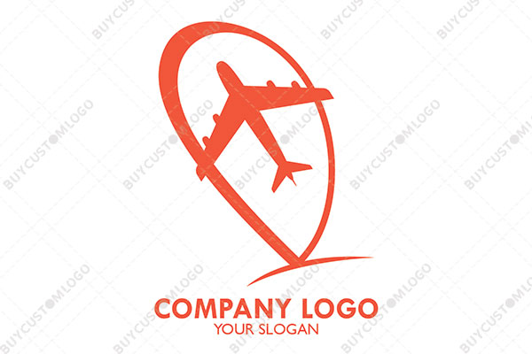 letter d aeroplane silhouette orange logo