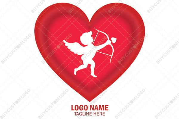 cupid in a gradient heart logo