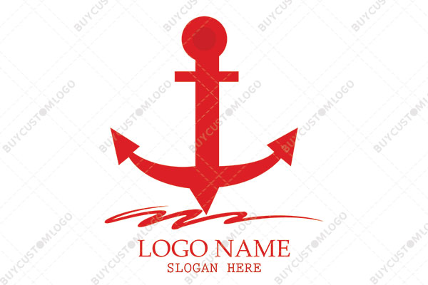 the red anchor on water logo
