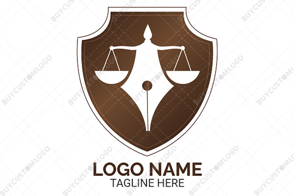 fountain pen balance scale in a shield logo