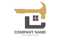 hammer and house window construction logo