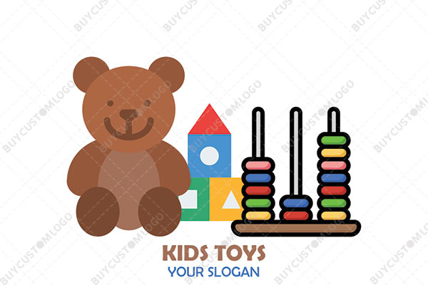 teddy bear, blocks and abacus toys logo