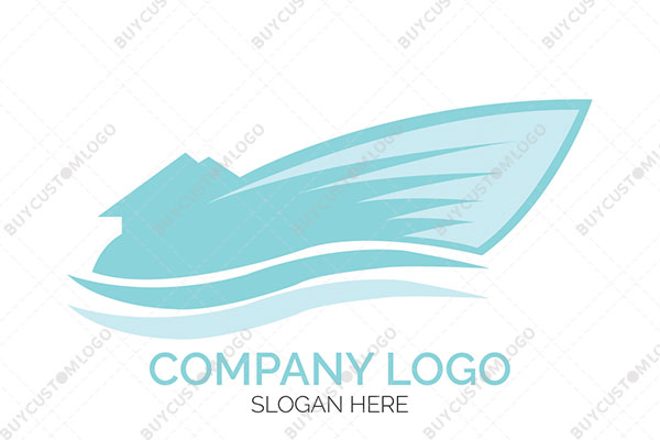 abstract speeding yacht on a body of water logo