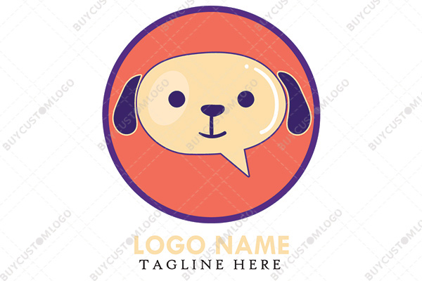 happy dog face messaging icon logo