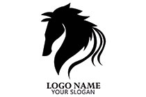 black horse face silhouette style logo
