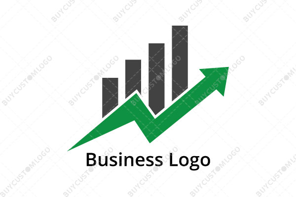 black and green graph bars and arrow logo