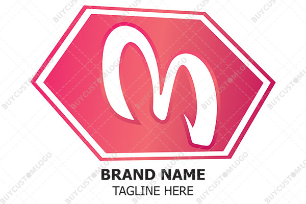 letter m on an abstract finger post sign board logo