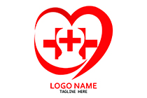 heart, crosses and crescent moon logo