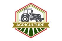 tractor on field in a hexagon logo