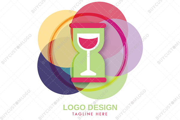 hourglass in overlapped circles colourful logo