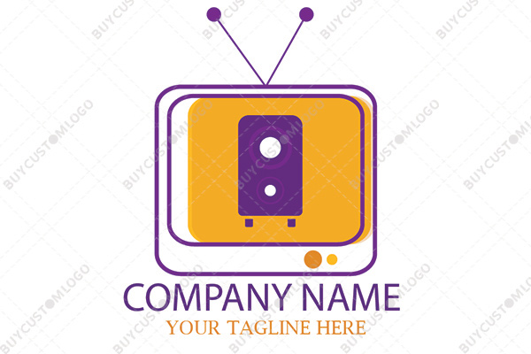 television and standing speaker vibrant logo