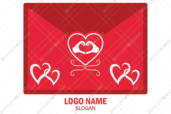 lines and hands heart envelope logo