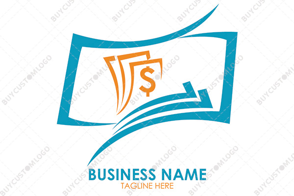 abstract currency notes with tick marks logo