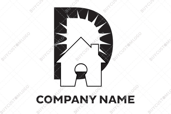 d letter house key hole logo