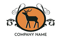 orange and black deer sign logo