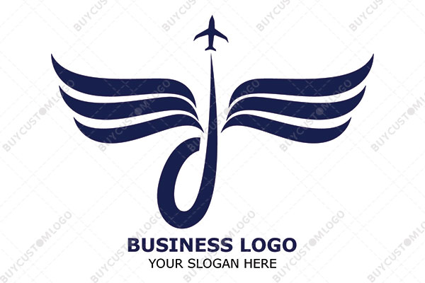 letter d with wings and aeroplane logo