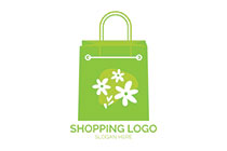 shopping bag with flowers organic logo
