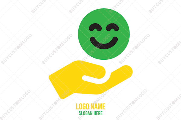 happy smiley on an abstract hand minimalistic logo