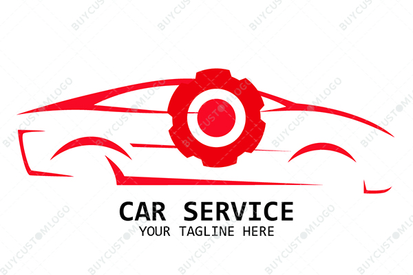 car sketch and sprocket logo