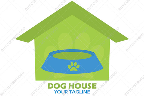 dog bowl paw and hut logo