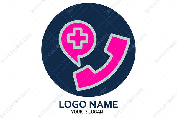phone, message and medical cross logo