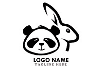 panda and bunny black logo