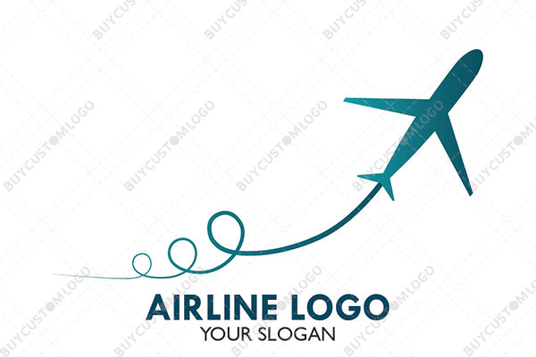 aeroplane with tangled line silhouette style logo