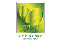 green metallic leaves logo