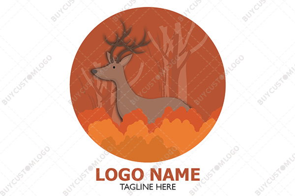 deer in a forest watercolour painted logo