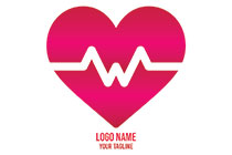 letter w ECG line pink heart logo