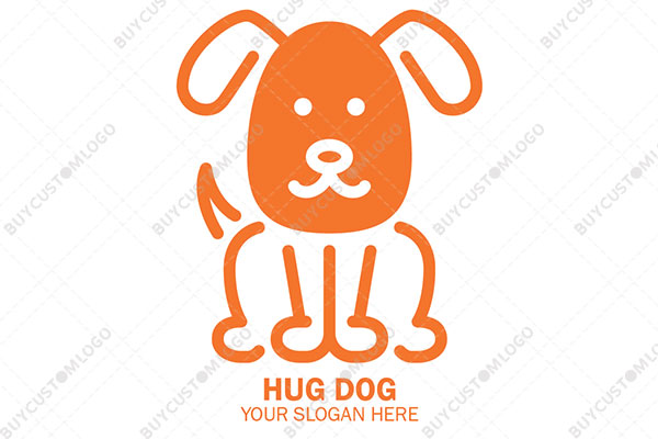 happy sitting baset hound logo
