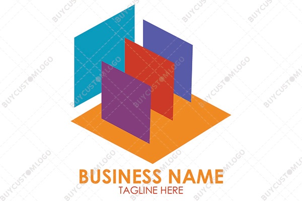 abstract walls and floor colourful logo