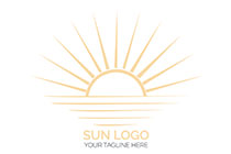 sun on a body of water sketched style logo