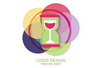 hourglass in overlapped circles colourful logo