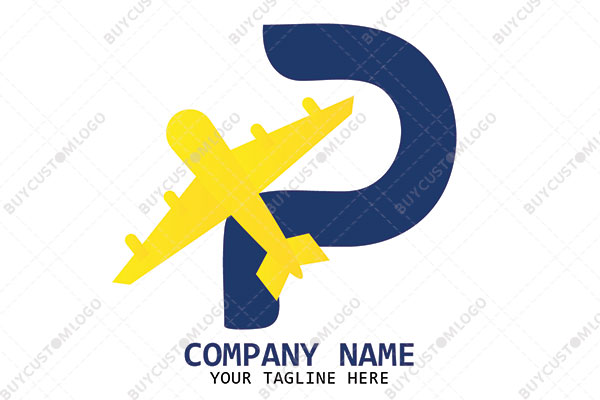 letter p and aeroplane logo