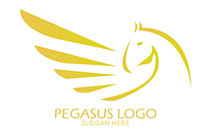 golden sun themed minimalistic pegasus logo