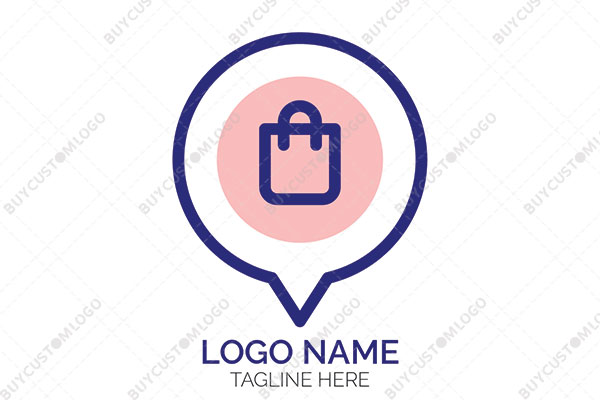 messaging icon location pin shopping bag logo