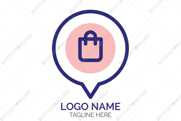 messaging icon location pin shopping bag logo