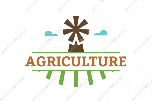 drawing style windmill on fields logo
