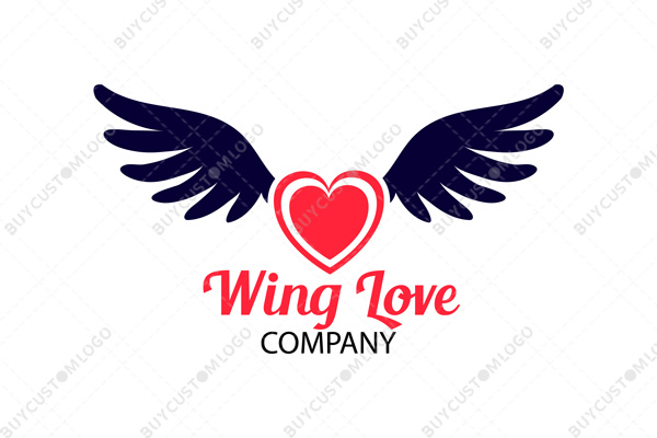 heart and wings love bird logo