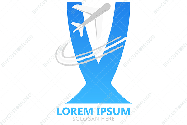 An Airplane Flying Around a Structure Logo