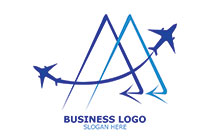 letters a and a or m with aeroplanes logo