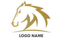 golden determined horse logo