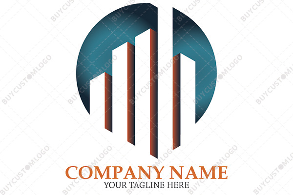 buildings integrated in a location logo