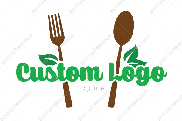 wooden spoon and fork with typography logo