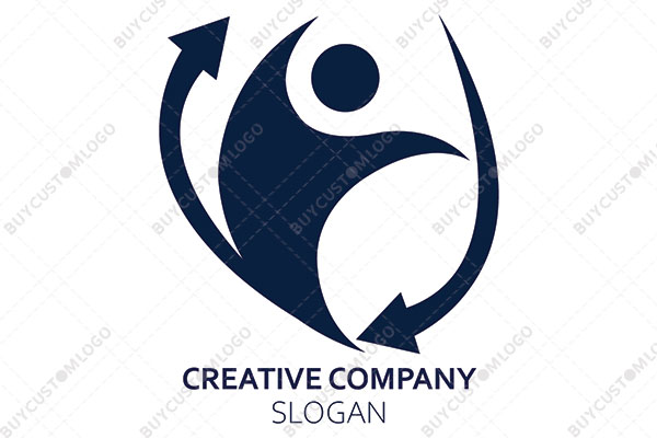 energetic abstract person with arrow seal logo